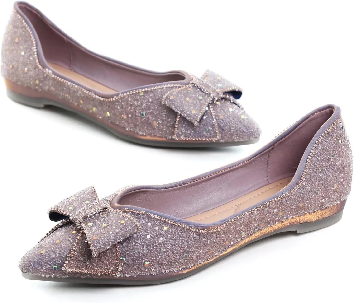 TN TANGNEST Womens Christmas Flat Shoes Snowflake Bell Bowknot Flats Fashion Pointed Toe Comfortable Slip On Flats