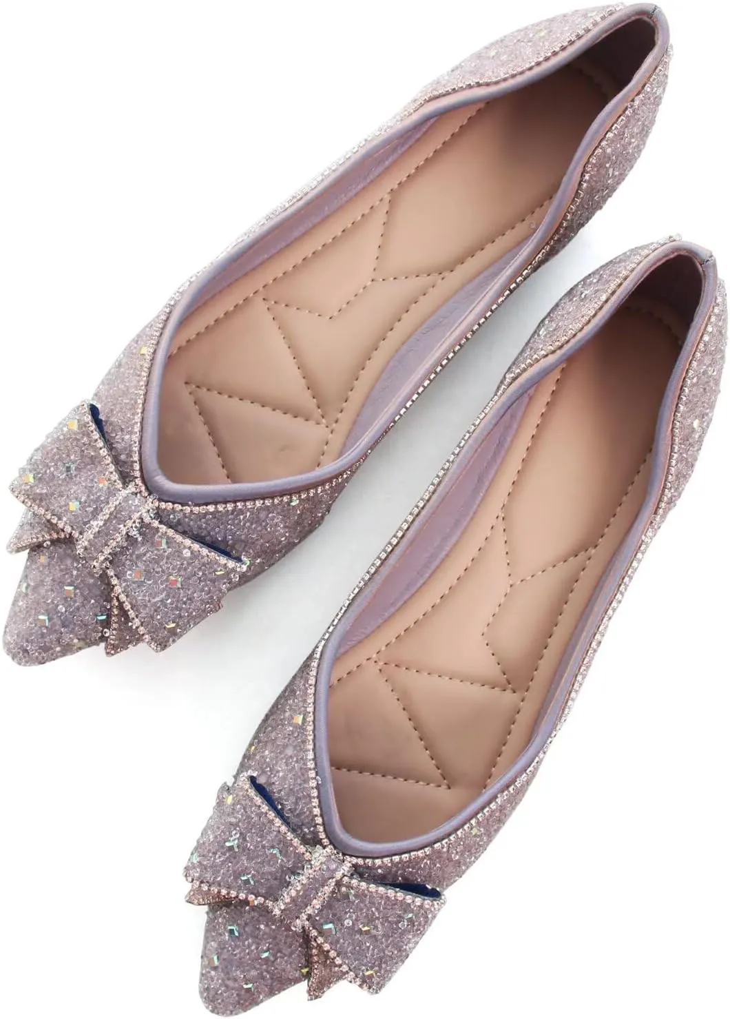 TN TANGNEST Womens Christmas Flat Shoes Snowflake Bell Bowknot Flats Fashion Pointed Toe Comfortable Slip On Flats