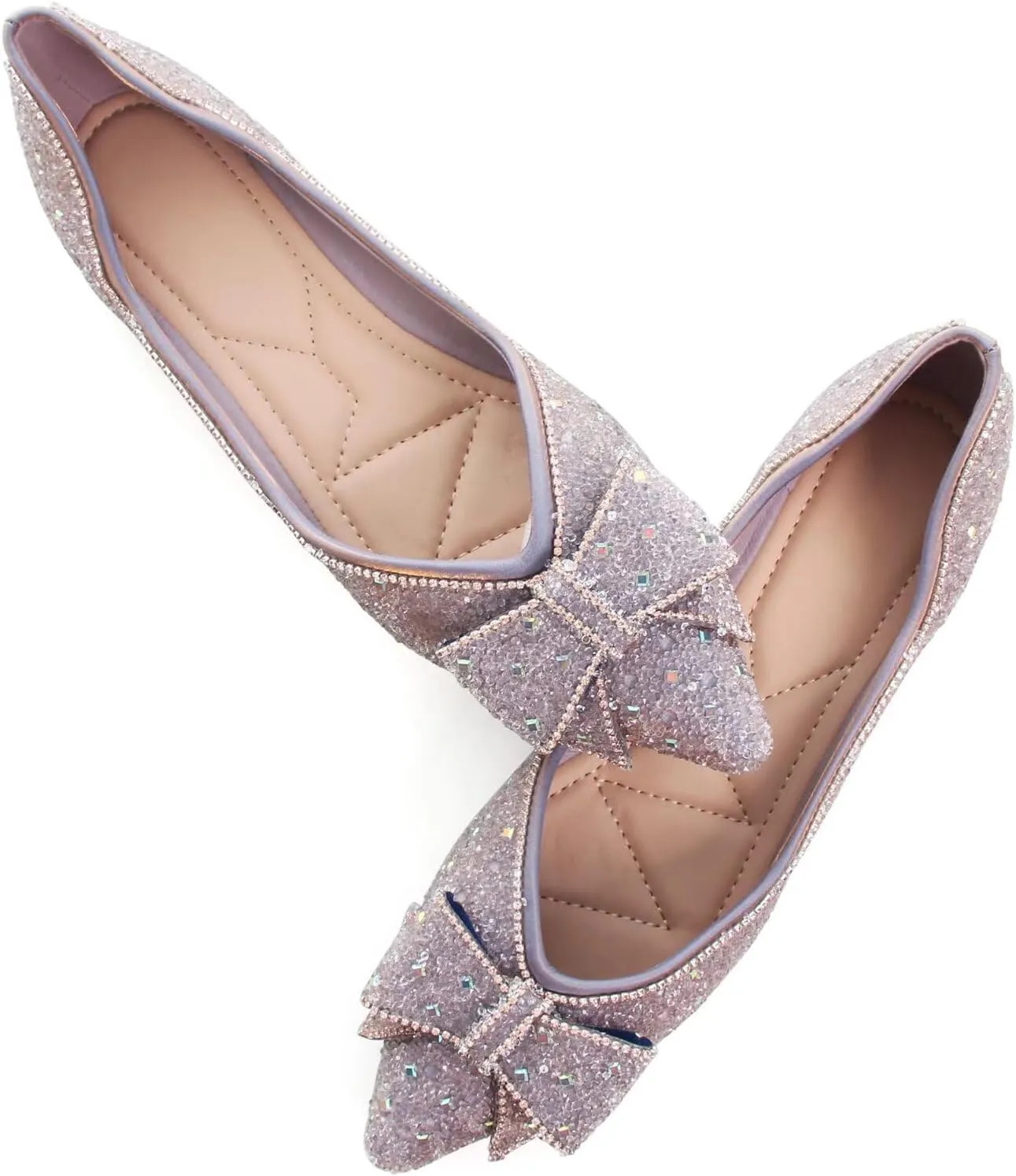 TN TANGNEST Womens Christmas Flat Shoes Snowflake Bell Bowknot Flats Fashion Pointed Toe Comfortable Slip On Flats