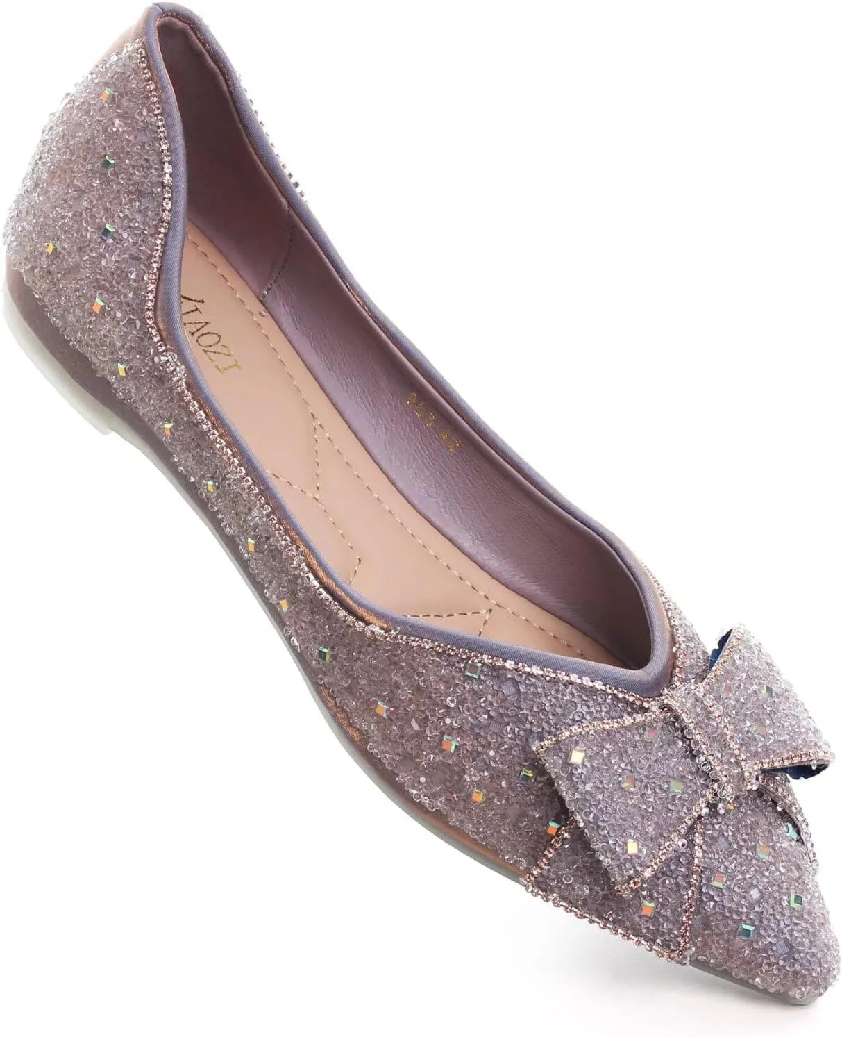 TN TANGNEST Womens Christmas Flat Shoes Snowflake Bell Bowknot Flats Fashion Pointed Toe Comfortable Slip On Flats