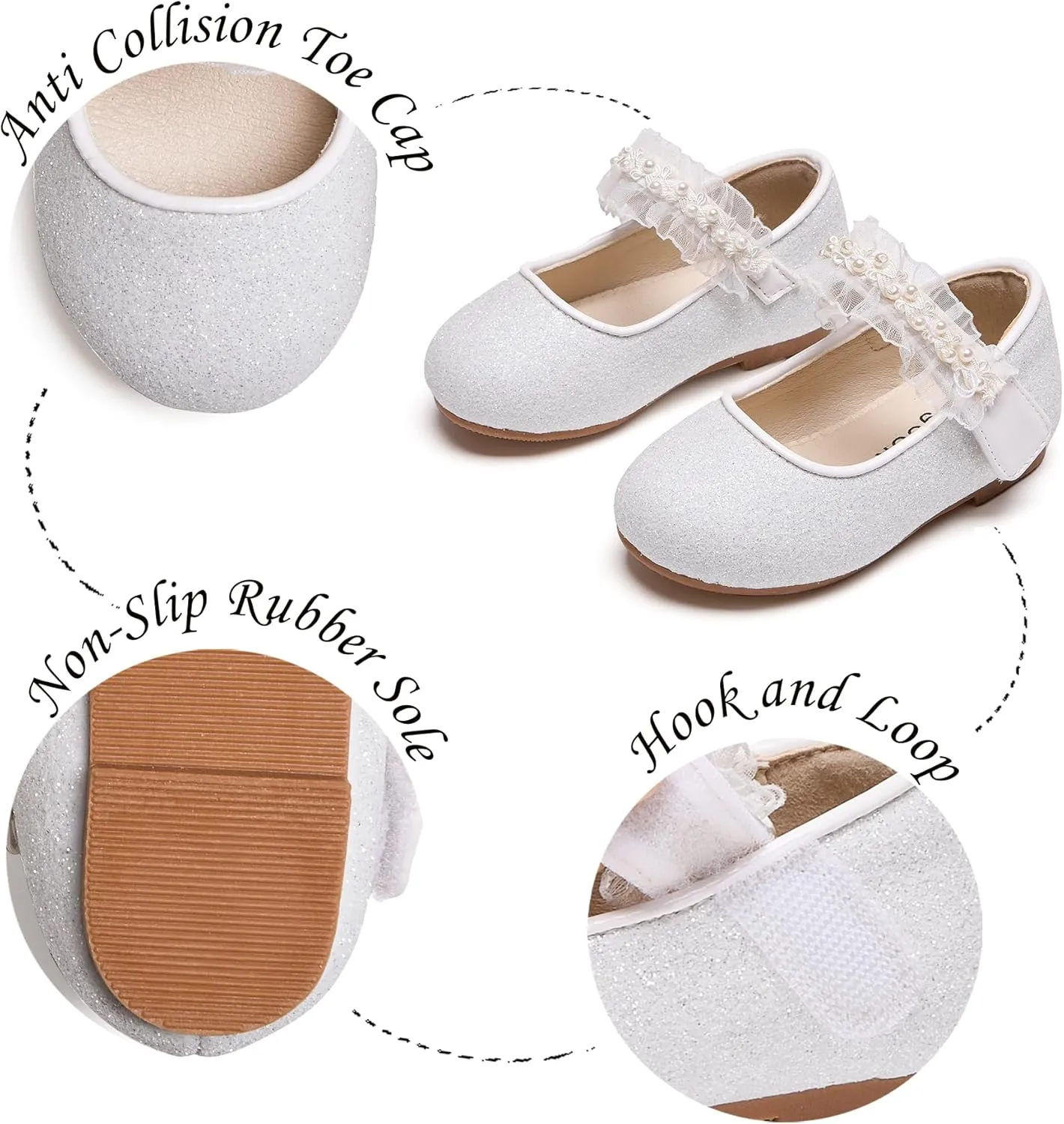 Toddler Ballet Flats for Girls - Princess Party Shoes Wedding & Dress