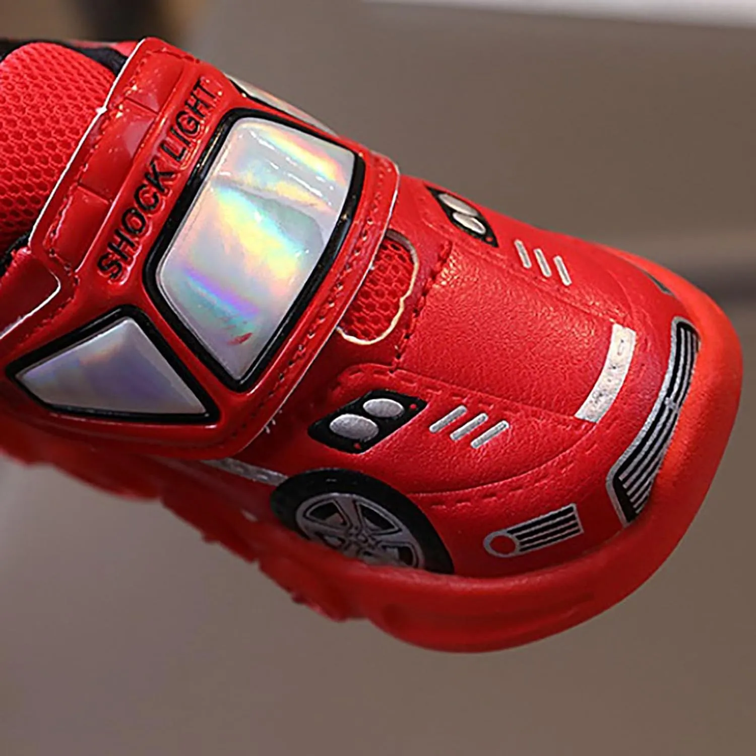 Toddler Boys Light Up Sneakers, Car Pattern Luminous Sport Shoes, Fashion Cute Soft Sole Kids Running Active Shoes