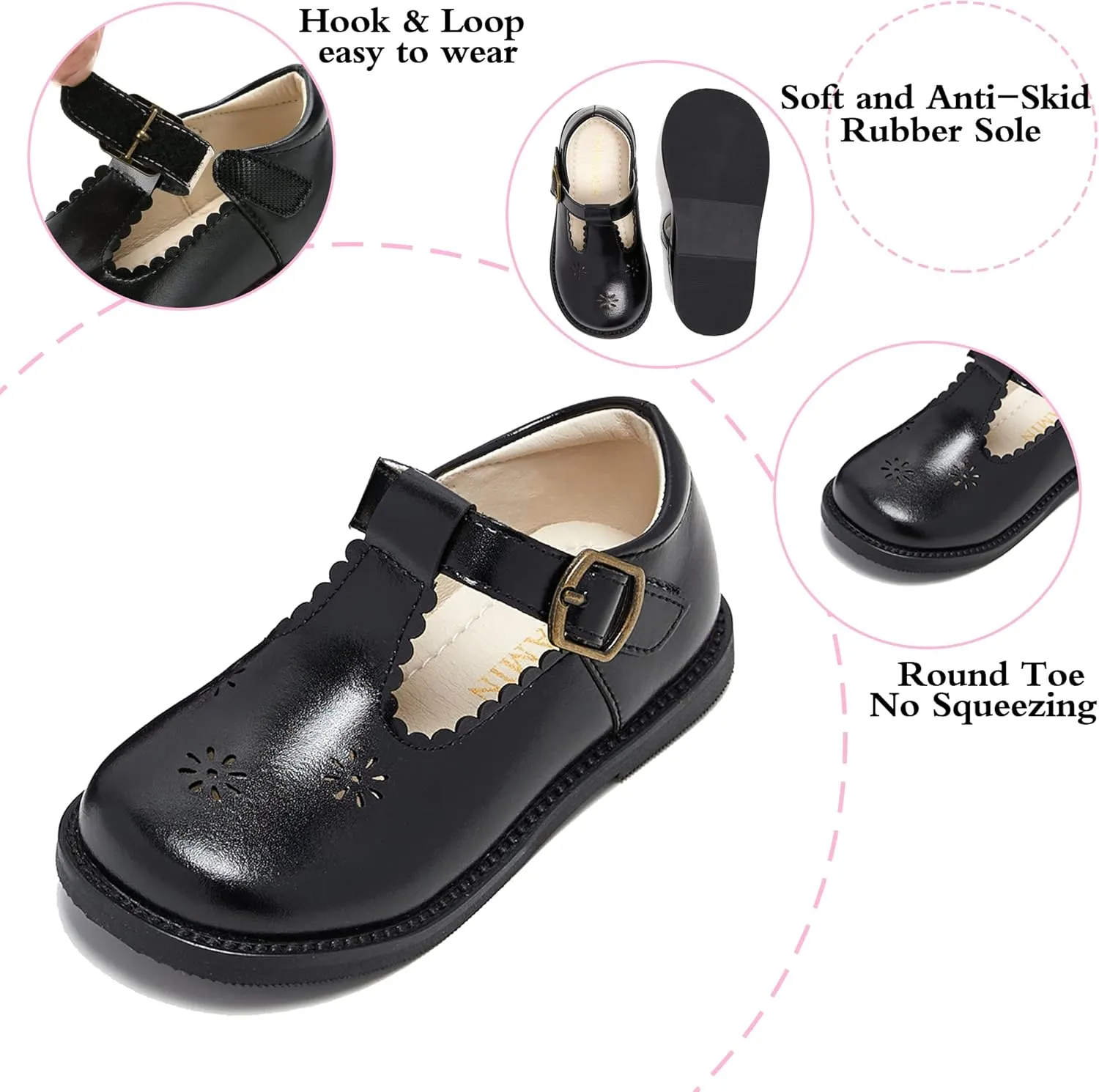 Toddler Girl Mary Jane Dress Shoes-Little Girl School Uniform Shoes for Wedding Party