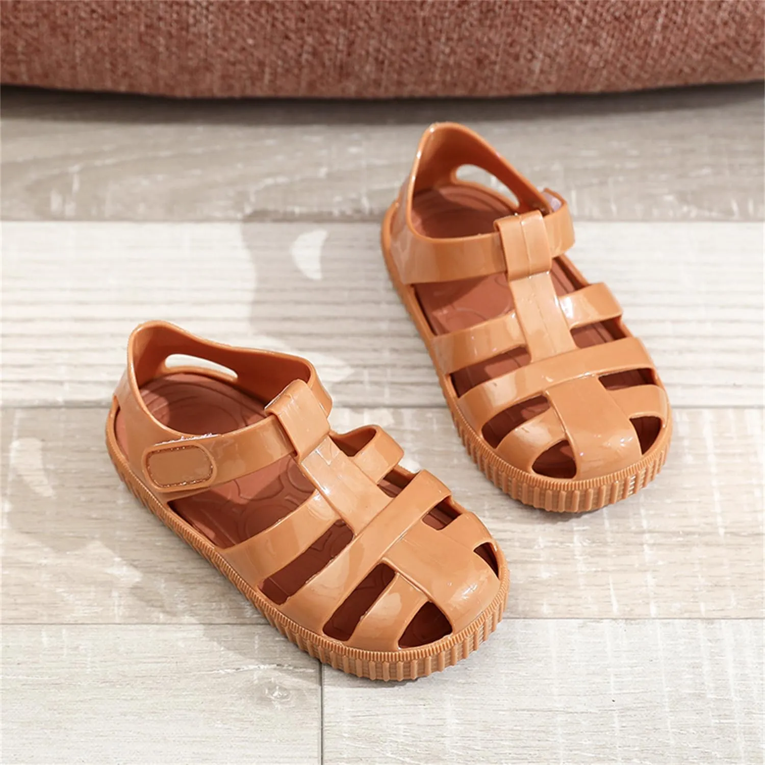 Toddler Girls Jelly Sandals Summer Outdoor Closed Toe Soft Rubber Sole Beach Water Shoes Mary Jane Dress Princess Flat