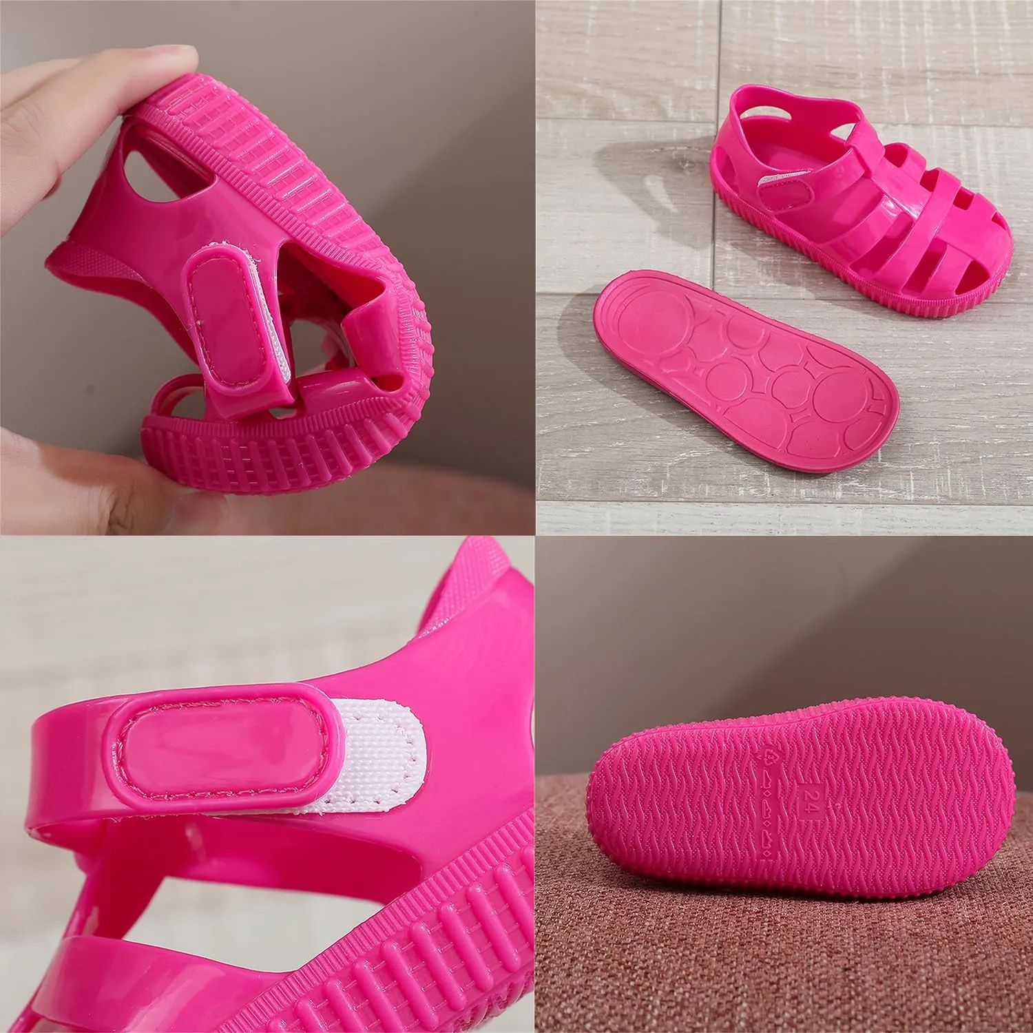 Toddler Girls Jelly Sandals Summer Outdoor Closed Toe Soft Rubber Sole Beach Water Shoes Mary Jane Dress Princess Flat