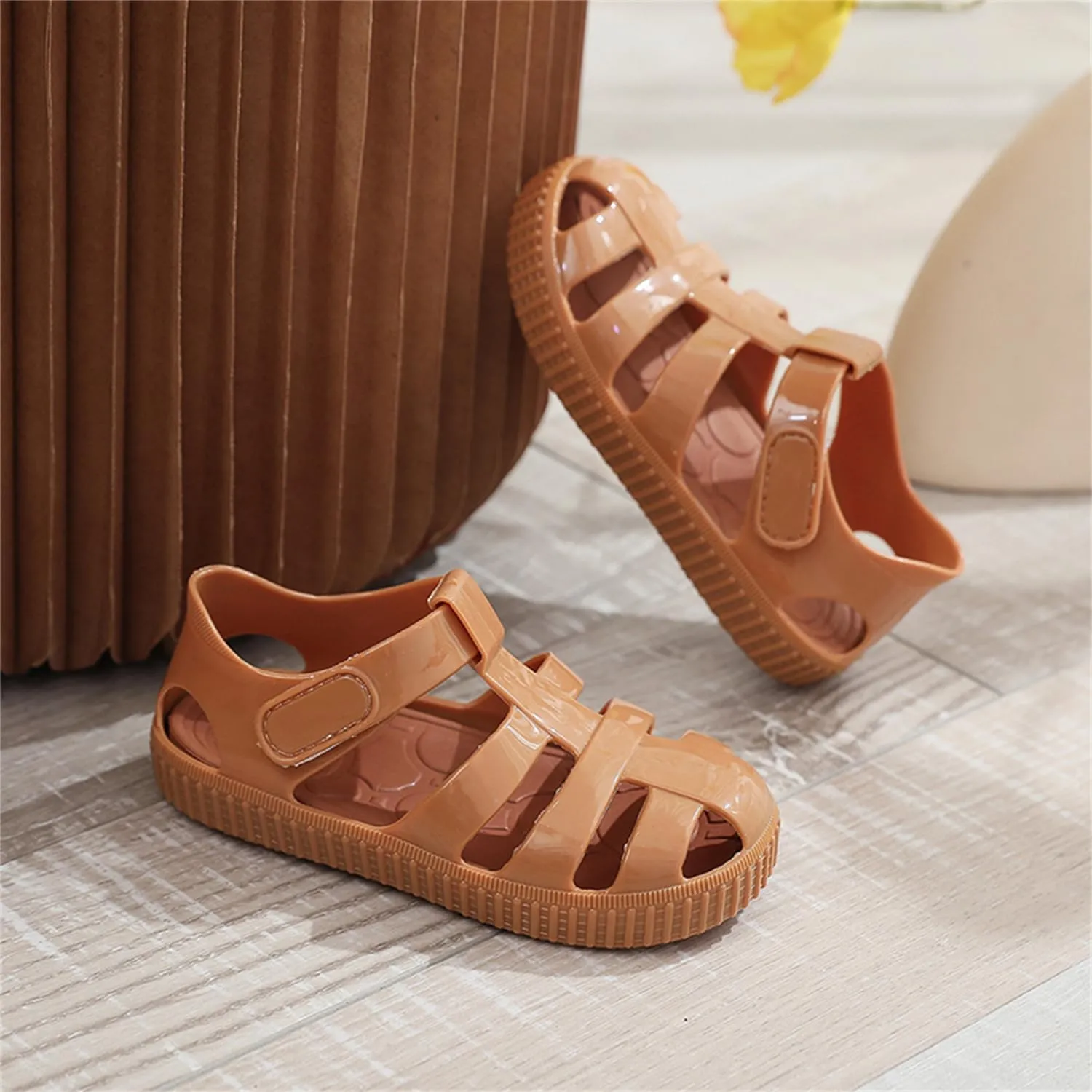 Toddler Girls Jelly Sandals Summer Outdoor Closed Toe Soft Rubber Sole Beach Water Shoes Mary Jane Dress Princess Flat