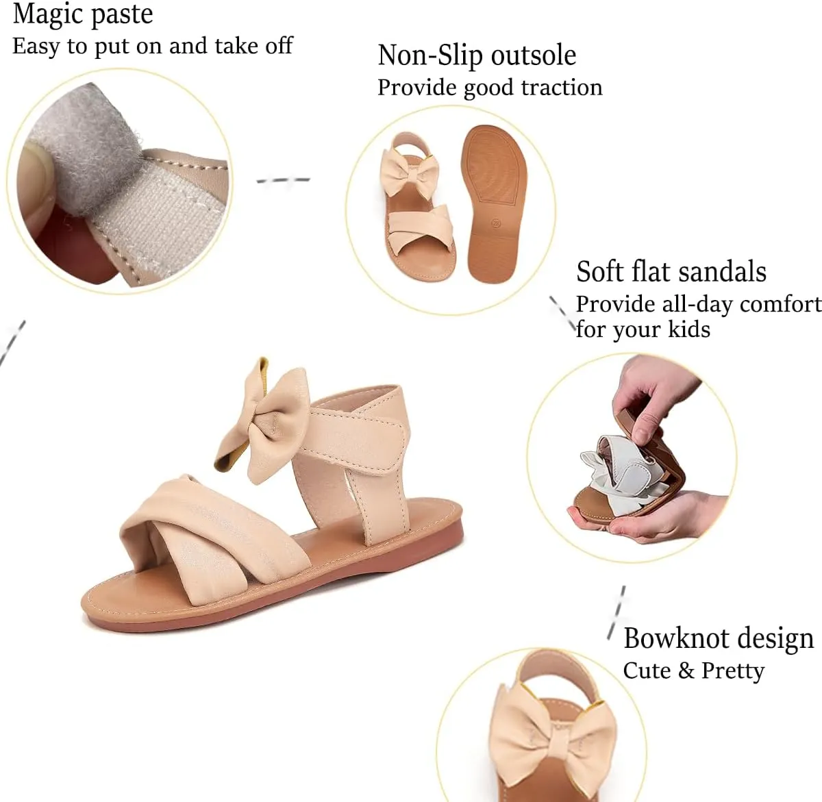 Toddler Girls Sandals Summer Flats Dress Shoes for Baby Little Kids Girl