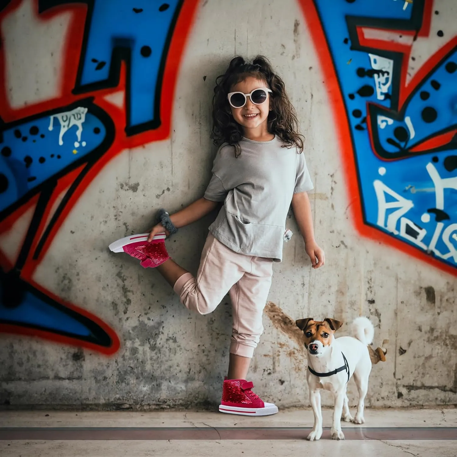 Toddler Girls Sequin Sneakers High Top Canvas Sneaker Fashion Sparkle Shoes for Girls Dressy
