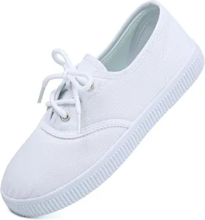 Toddler Kids White Shoes Fashion Canvas Sneakers Slip-on Comfortable Light Weight Skin-Friendly Causal Running Tennis Shoes for Boys Girls(Toddle/Little Kids/Big Kids)