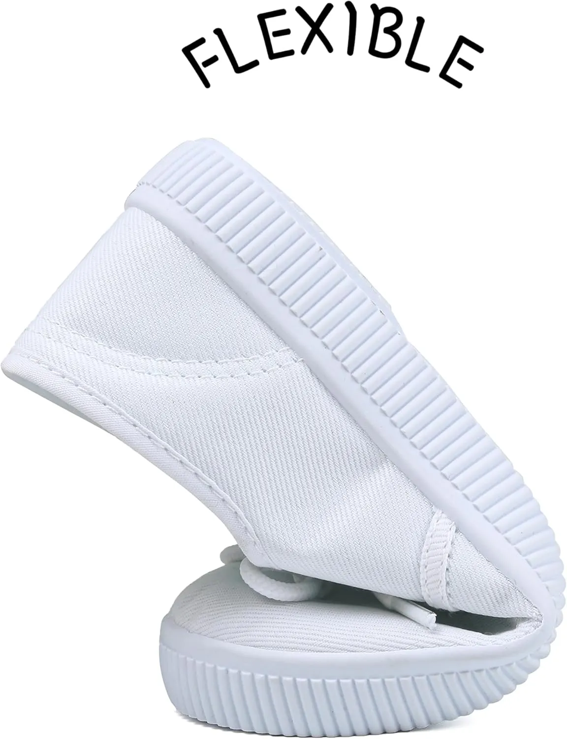 Toddler Kids White Shoes Fashion Canvas Sneakers Slip-on Comfortable Light Weight Skin-Friendly Causal Running Tennis Shoes for Boys Girls(Toddle/Little Kids/Big Kids)