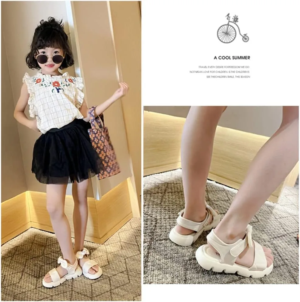 Toddler Little Big Kids Baby Girls Sandals Summer Bling Bowknot Princess Dress Beach Sandal Shoes Open-Toe Soft Sole Anti-Slip Flat