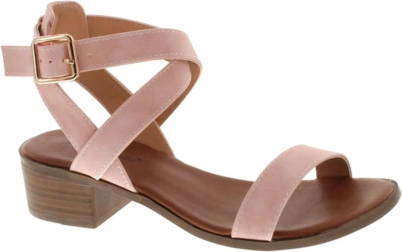 TOP Moda Vision-75 Women's Ankle Wrap Adjustable Buckle Stacked Chunky Heel Sandal