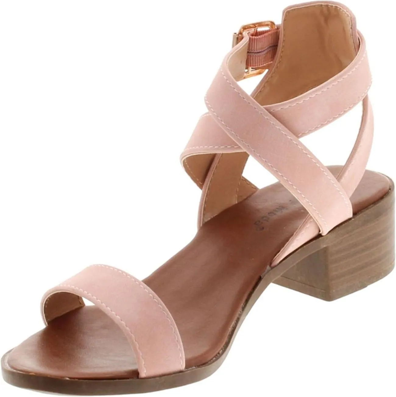TOP Moda Vision-75 Women's Ankle Wrap Adjustable Buckle Stacked Chunky Heel Sandal