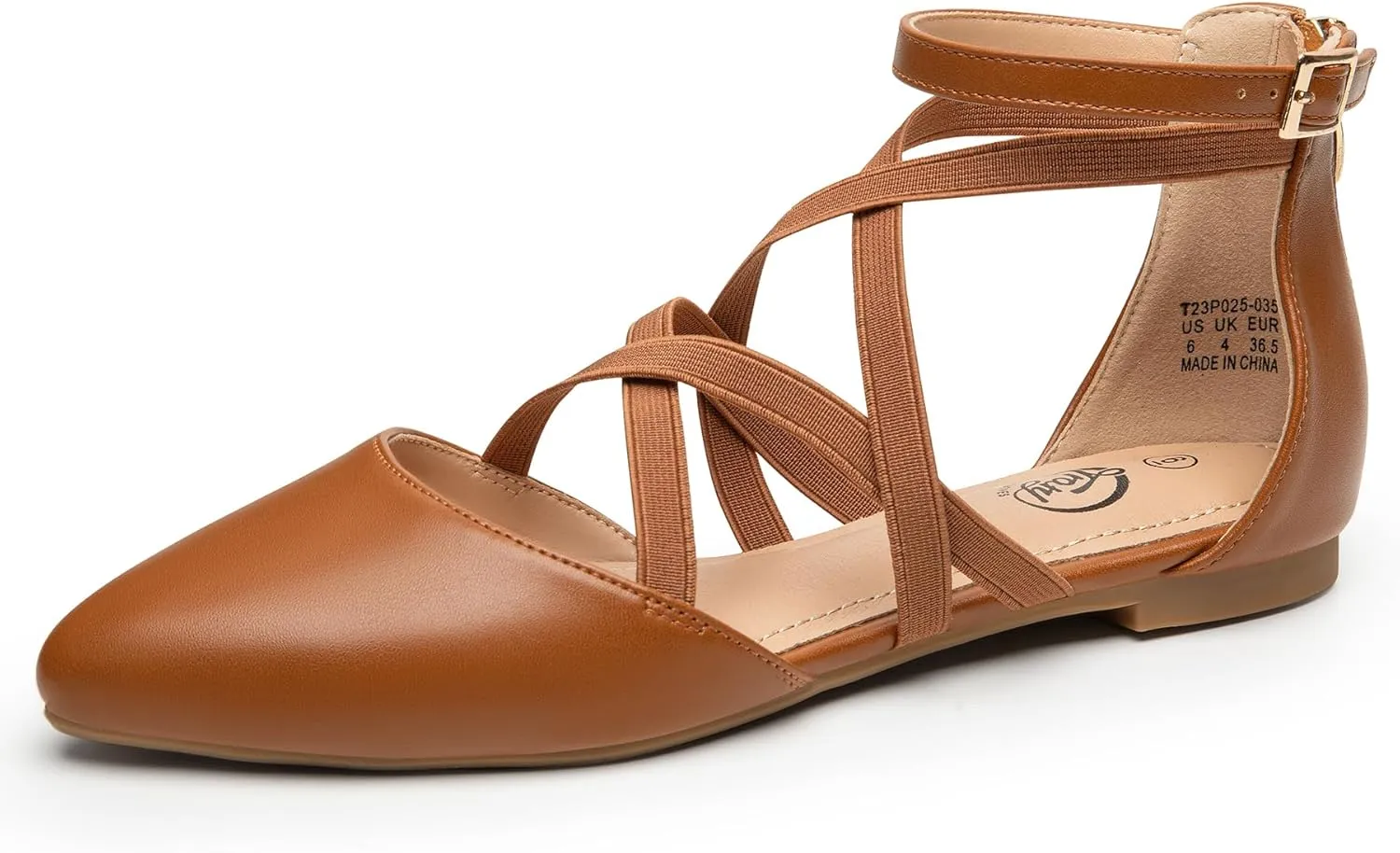 Trary Black Flats for Women, Mary Jane Shoes, Ballet Flats with Ankle Strap, Dressy Comfortable Pointed Toe Shoes