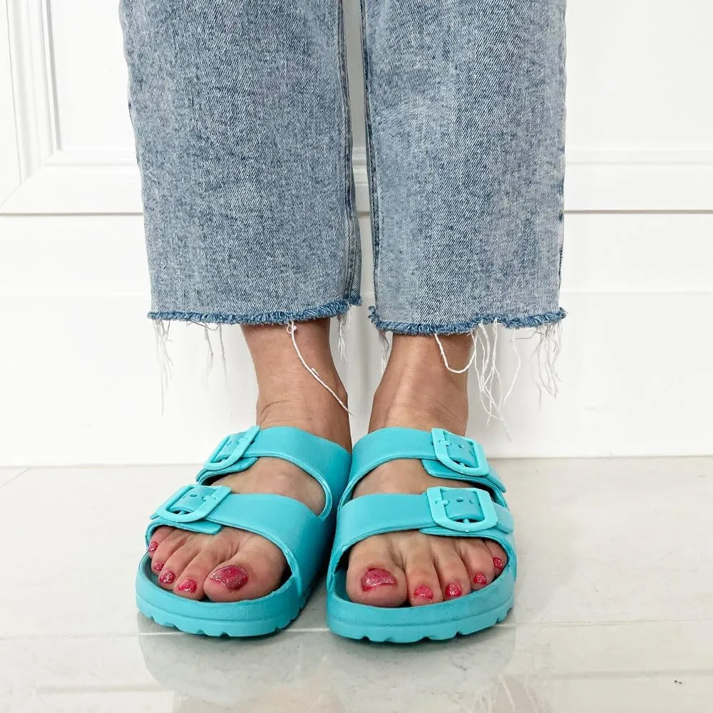 TRENDSUP Women's Comfort Slides Double Buckle Adjustable EVA Flat Sandals
