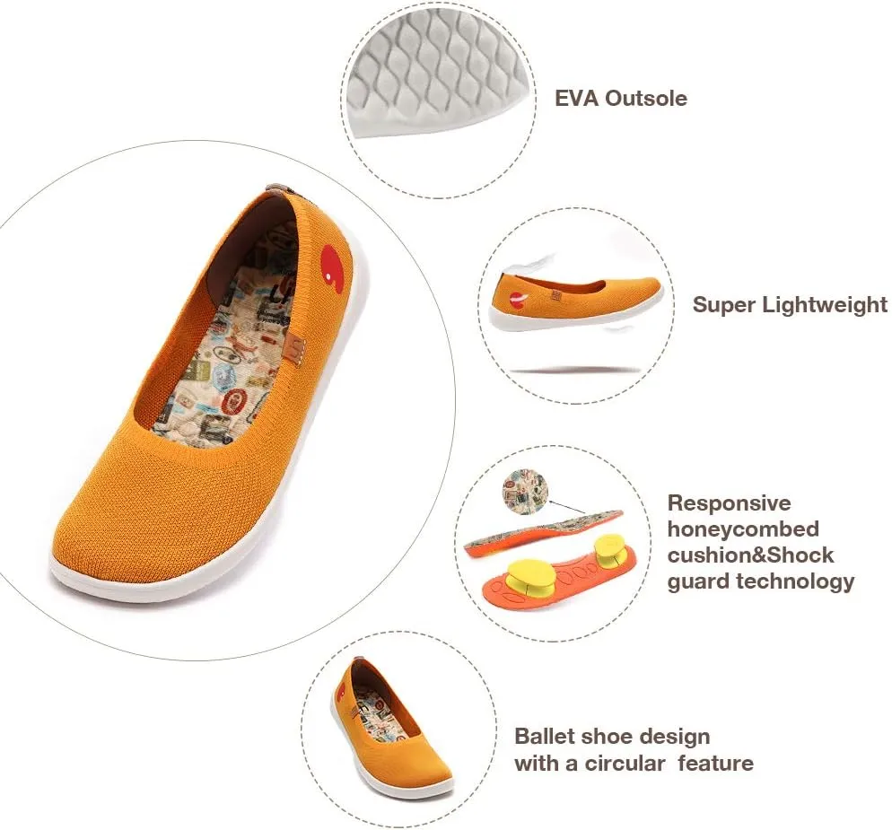 UIN Ballet Flats Shoes for Women Art Printed Wide Toe Casual Breathable Lightweight Slip On Women Loafers
