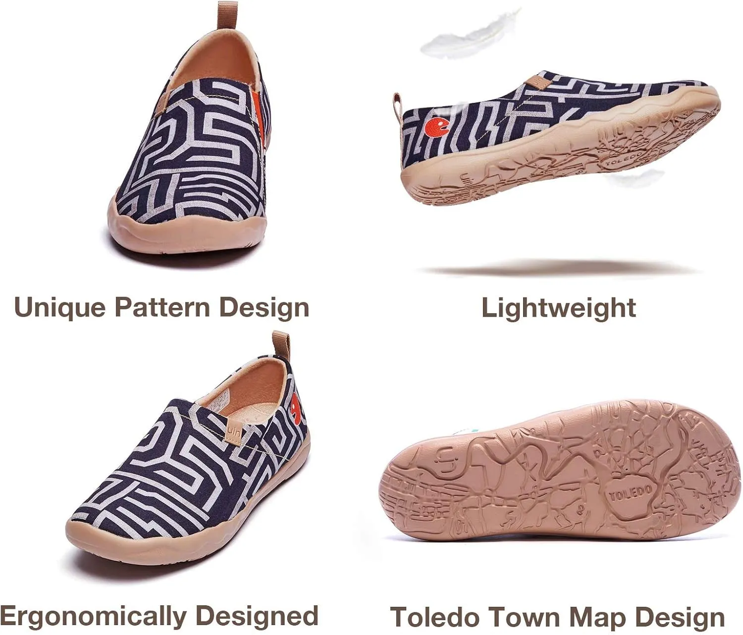 UIN Men's Art Design Travel Shoes Slip On Casual Loafers Stylish Lightweight Comfort Fashion Sneaker