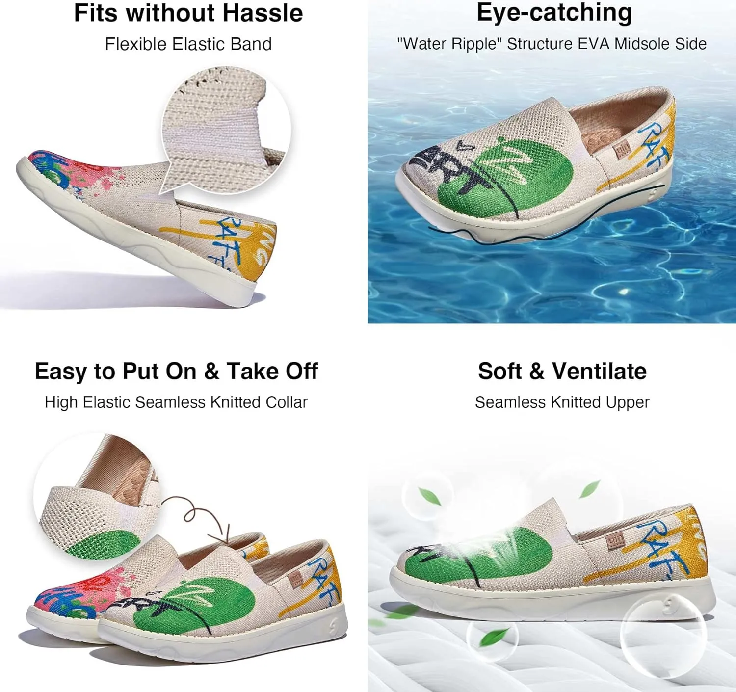 UIN Women's Art Painted Loafers Slip On Casual Travel Shoes Lightweight Comfort Walking Fashion Sneaker Tarragona Series