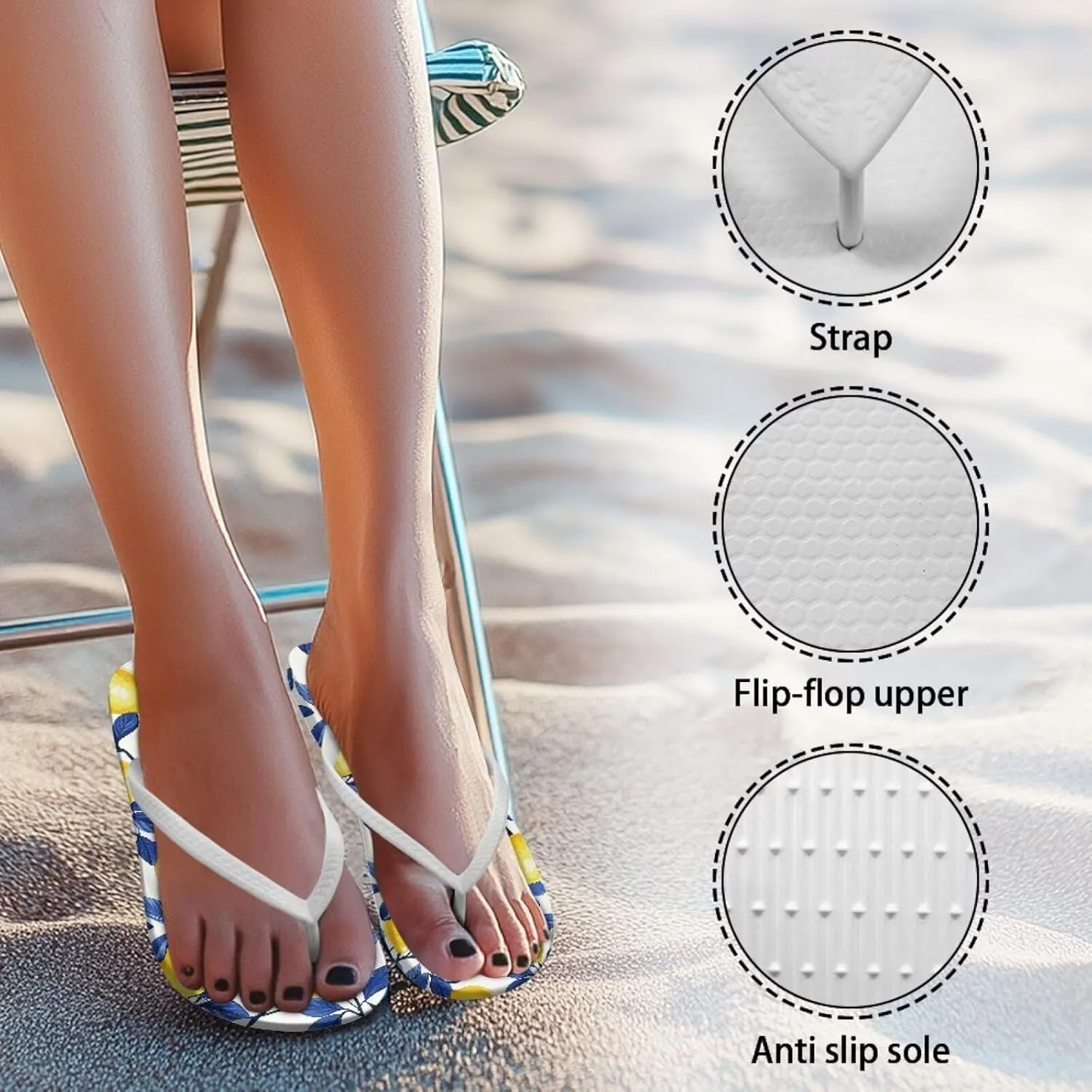 UNICEU Womens Flip Flops Casual Comfortable Soft Footbed Beach Thong Sandals Non-Slip Quick Dry Bathroom Shower Shoes