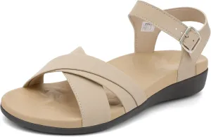UTENAG Women's Comfortable Walking Flat Sandals Arch Support Ankle Strap Strappy Sandals