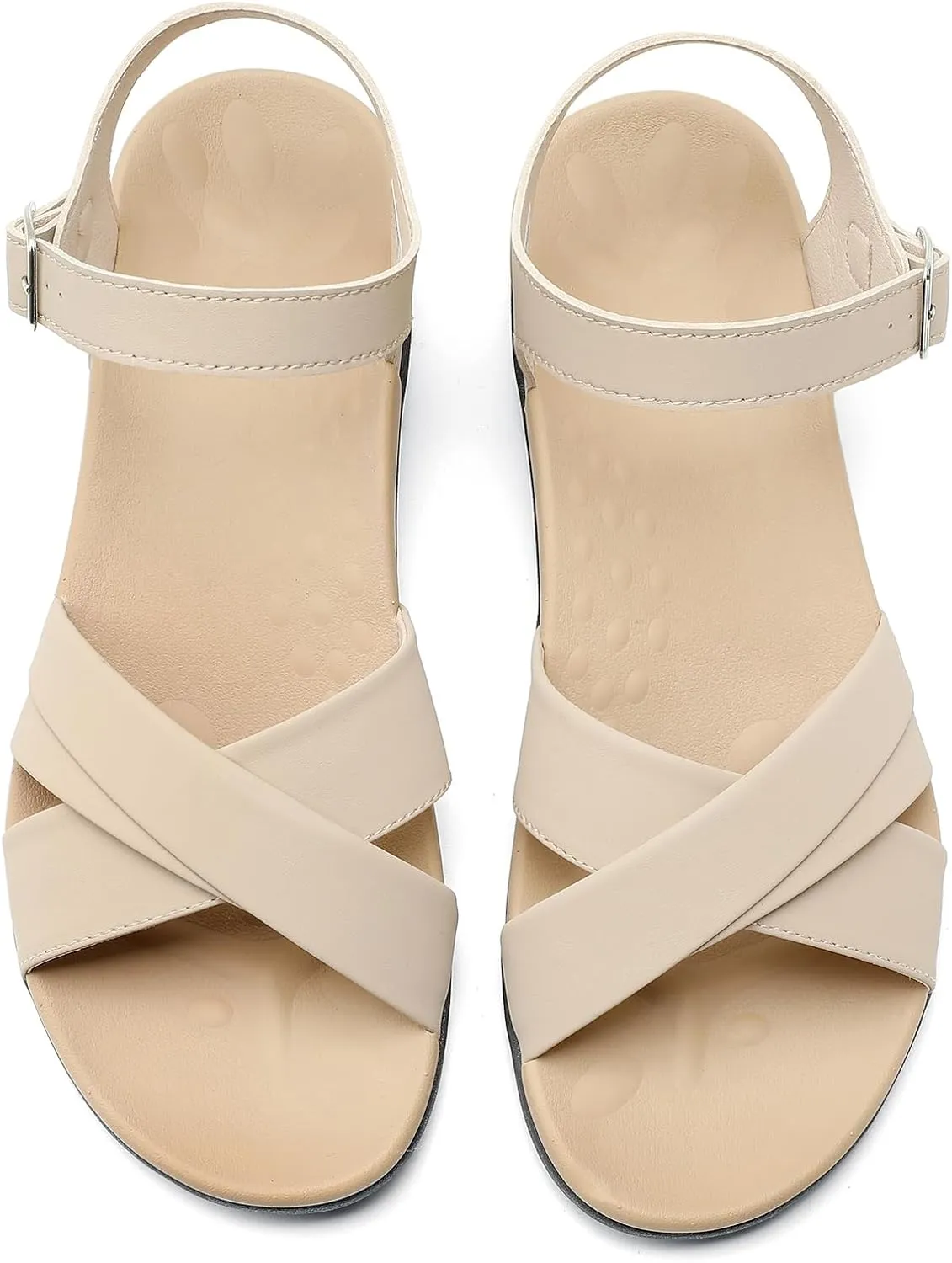 UTENAG Women's Comfortable Walking Flat Sandals Arch Support Ankle Strap Strappy Sandals