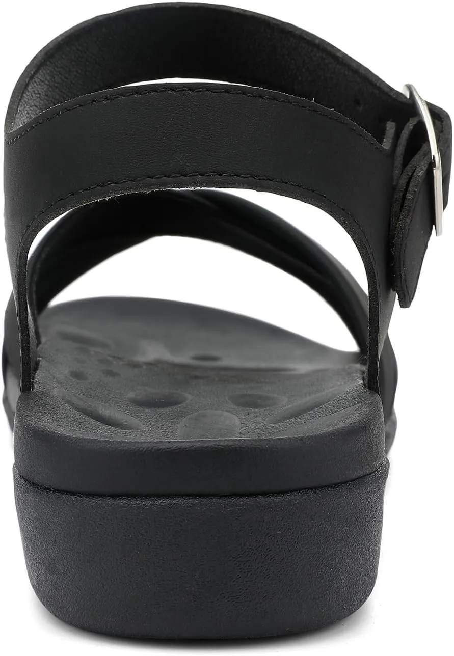 UTENAG Women's Comfortable Walking Flat Sandals Arch Support Ankle Strap Strappy Sandals