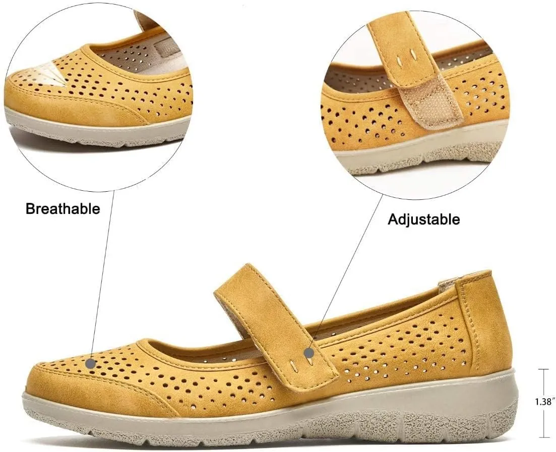 VJH confort Mary Jane Flats Orthopedic Shoes Women's,Breathable Slip-On Light Weight Comfort Orthotic Casual Walking Shoes