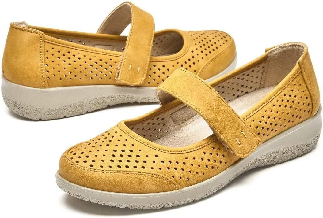 VJH confort Mary Jane Flats Orthopedic Shoes Women's,Breathable Slip-On Light Weight Comfort Orthotic Casual Walking Shoes