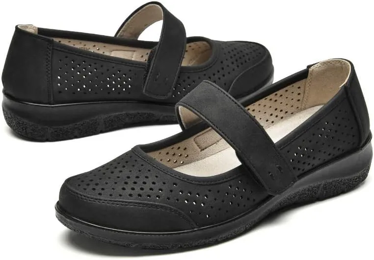 VJH confort Mary Jane Flats Orthopedic Shoes Women's,Breathable Slip-On Light Weight Comfort Orthotic Casual Walking Shoes