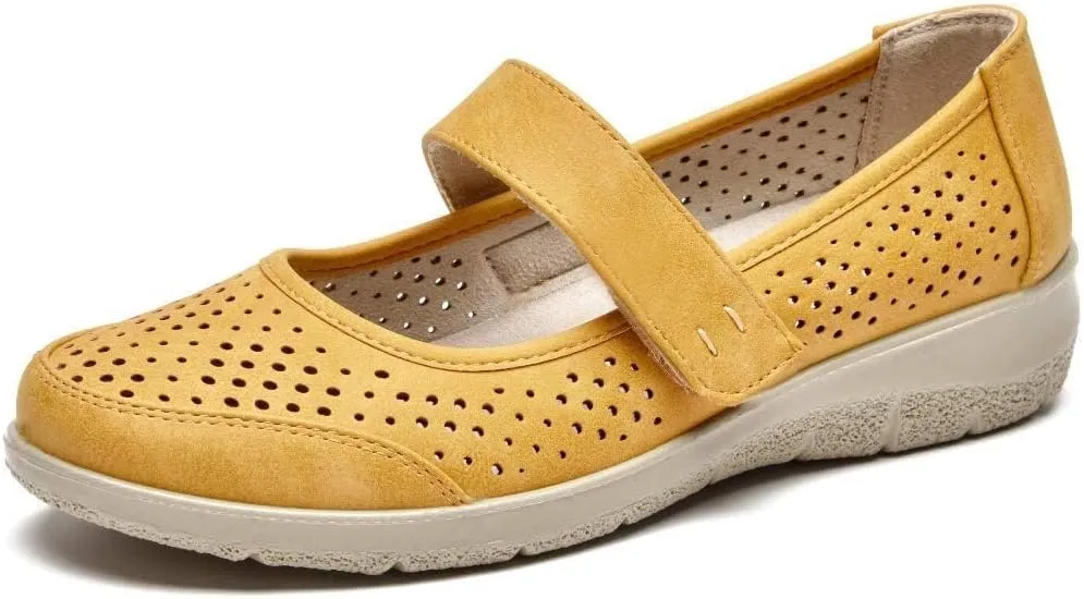 VJH confort Mary Jane Flats Orthopedic Shoes Women's,Breathable Slip-On Light Weight Comfort Orthotic Casual Walking Shoes