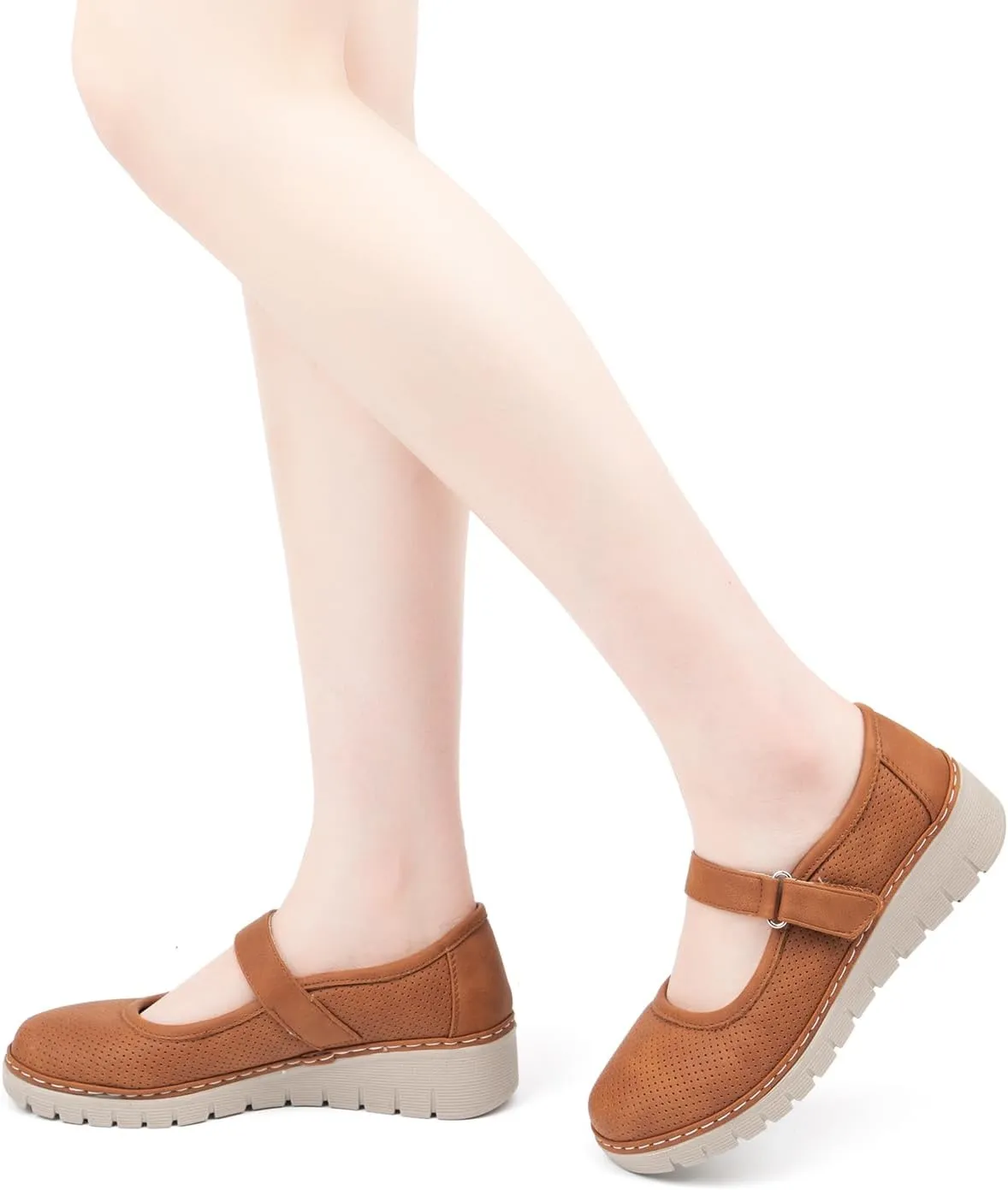 VJH confort Women s Mary Jane Flats, Breathable Comfort Round Toe Low Heel Slip-on Light Weight Walking Shoes