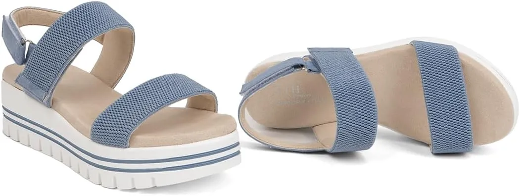VJH confort Women's Wedge Sandals, Open Toe Ankle Strap Casual Platform Sandals