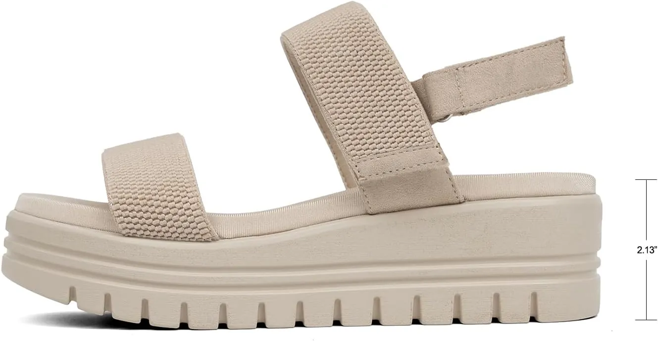 VJH confort Women's Wedge Sandals, Open Toe Ankle Strap Casual Platform Sandals