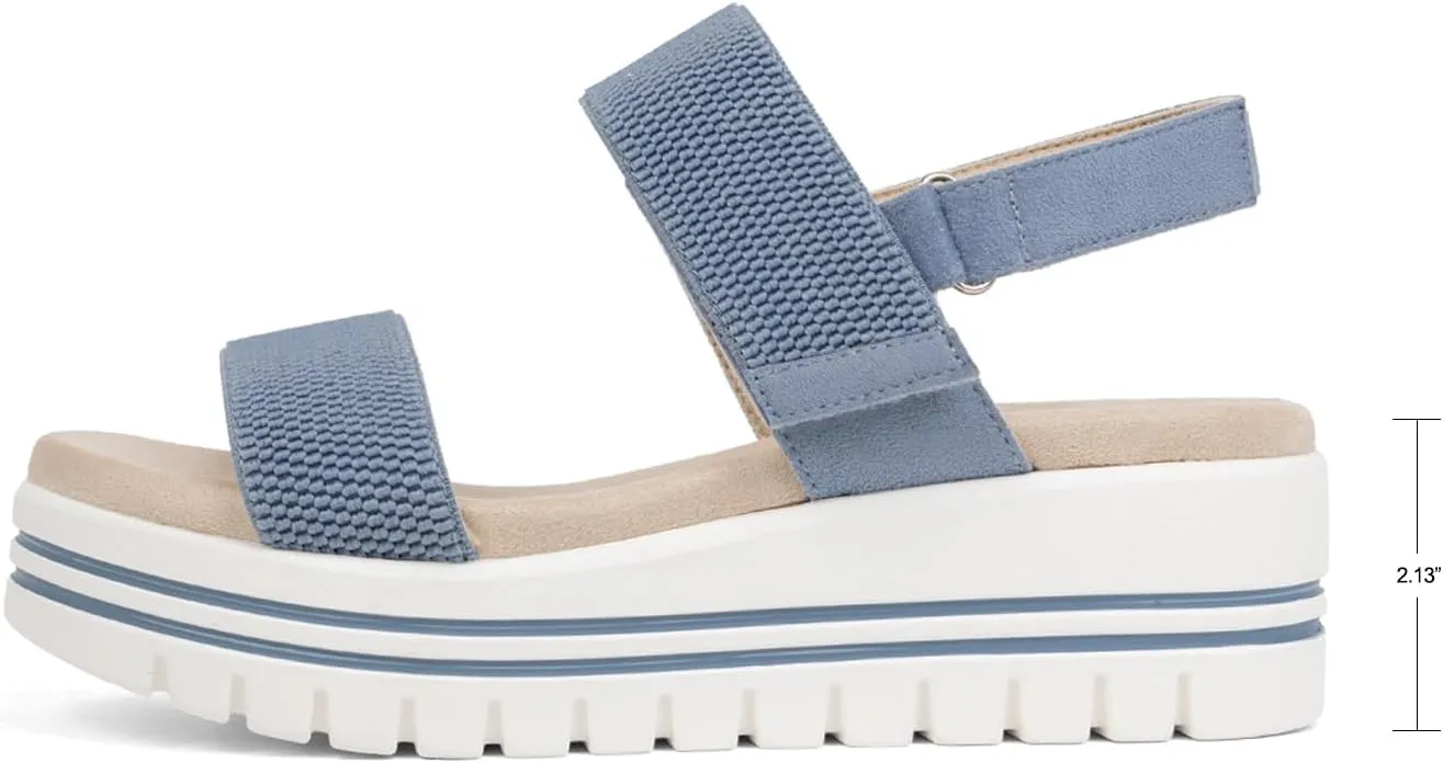 VJH confort Women's Wedge Sandals, Open Toe Ankle Strap Casual Platform Sandals