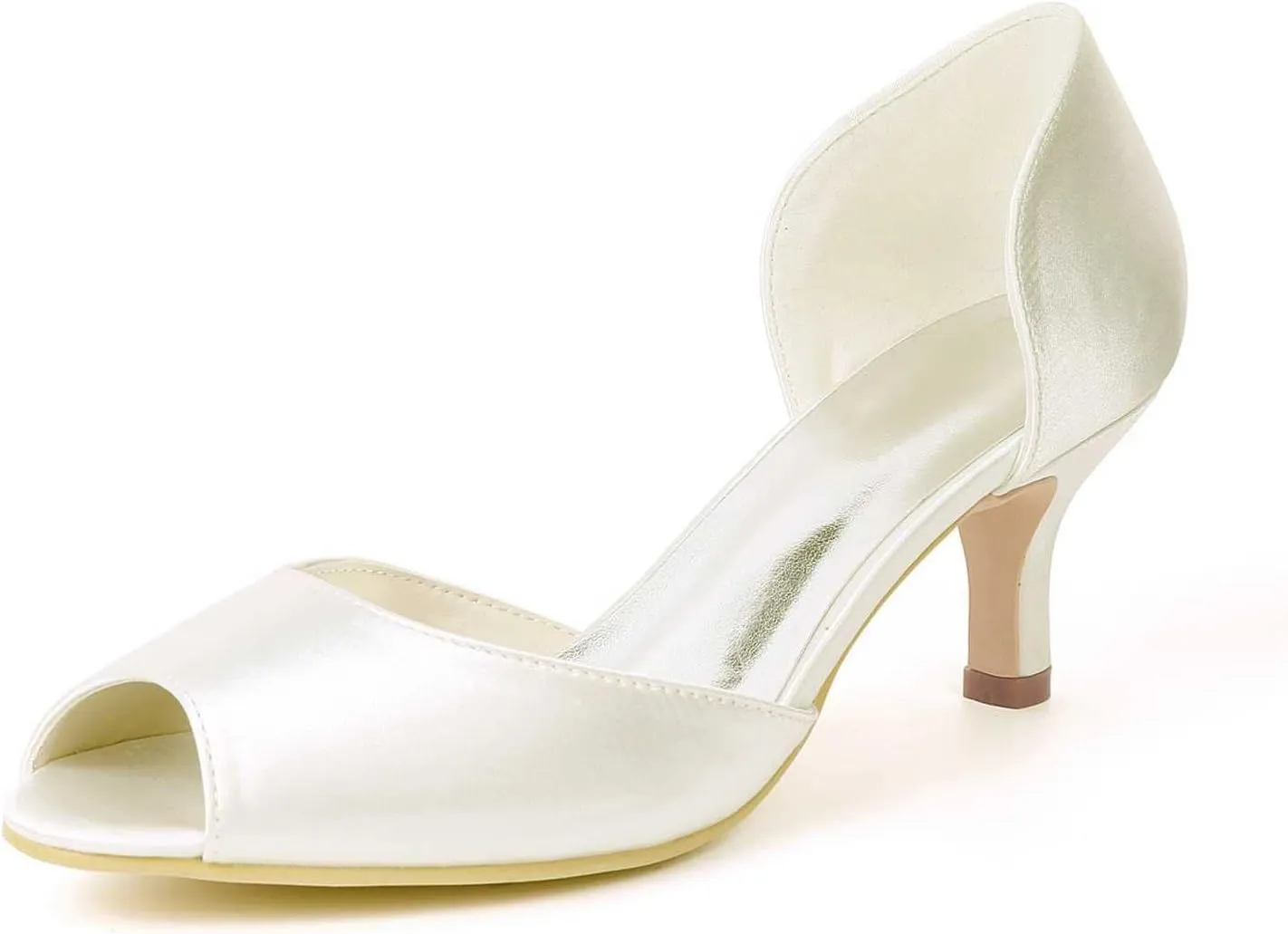 Wedding Heels Peep Toe High Heel Slip-On Satin Bridal Shoes for Women, Perfect for Evening Parties, Proms & Dressy Occasions
