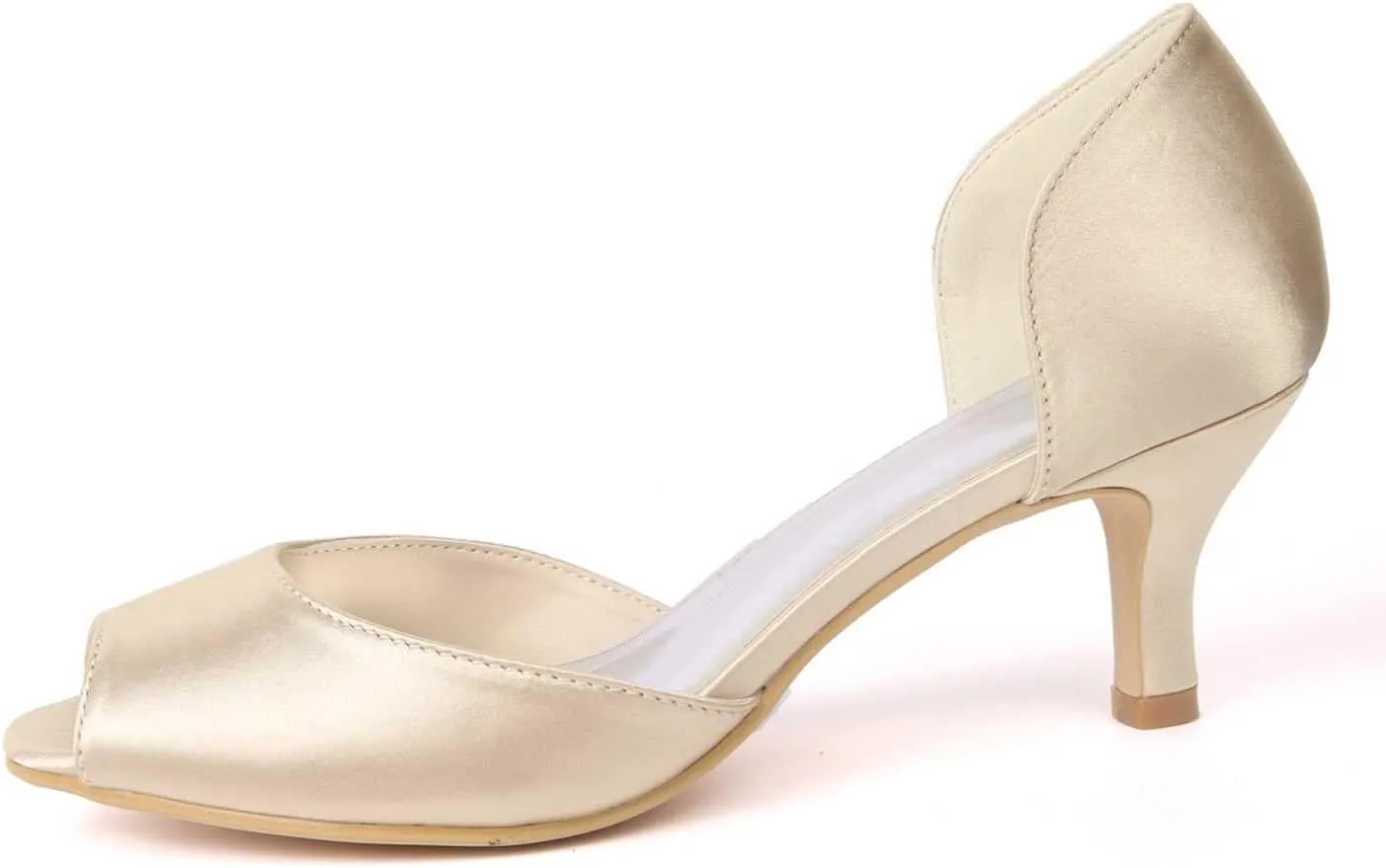 Wedding Heels Peep Toe High Heel Slip-On Satin Bridal Shoes for Women, Perfect for Evening Parties, Proms & Dressy Occasions