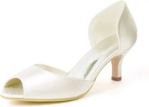 Wedding Heels Peep Toe High Heel Slip-On Satin Bridal Shoes for Women, Perfect for Evening Parties, Proms & Dressy Occasions
