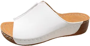 Wedges Sandals for Women Damping Sole Upgradation Stretch Low Heel Slippers Rubber Sole Arch Support Cushion Slides Sandals Slip on Going Out Dressy Comfortable Summer Beach Walking
