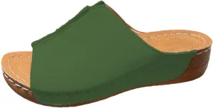 Wedges Sandals for Women Damping Sole Upgradation Stretch Low Heel Slippers Rubber Sole Arch Support Cushion Slides Sandals Slip on Going Out Dressy Comfortable Summer Beach Walking
