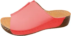Wedges Sandals for Women Damping Sole Upgradation Stretch Low Heel Slippers Rubber Sole Arch Support Cushion Slides Sandals Slip on Going Out Dressy Comfortable Summer Beach Walking