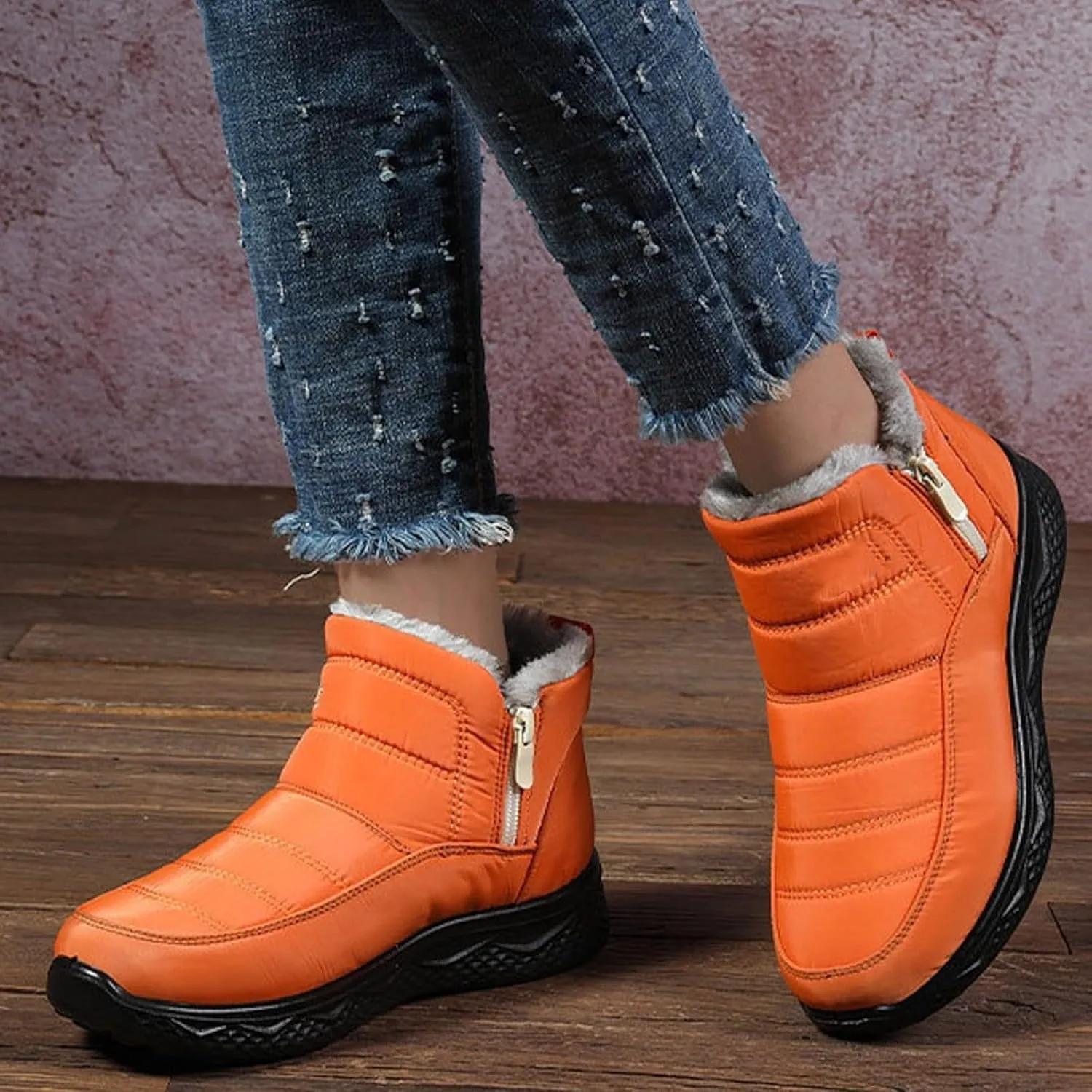 Winter Snow Boots for Women Warm Plush Waterproof Insulated Slip On Outdoor Shoes Mens Anti-Slip Comfy Outdoor Ankle Boots