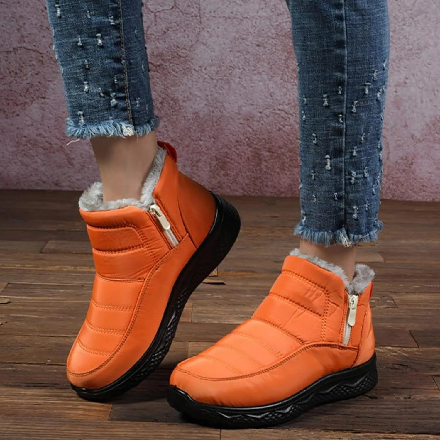 Winter Snow Boots for Women Warm Plush Waterproof Insulated Slip On Outdoor Shoes Mens Anti-Slip Comfy Outdoor Ankle Boots