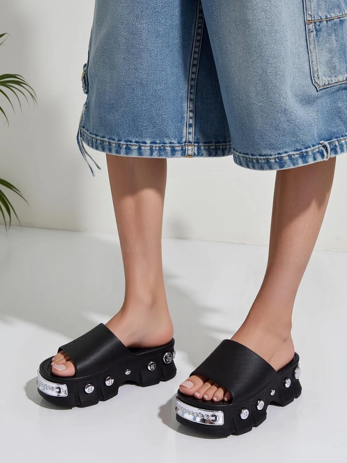 Women Platform Sandals Open Toe Chunky Flatform Slides Sandals Fashion Slip on Summer Beach Sandals Casual Dressy Female Platform Slides for Vacation Comfort Wedges Slide