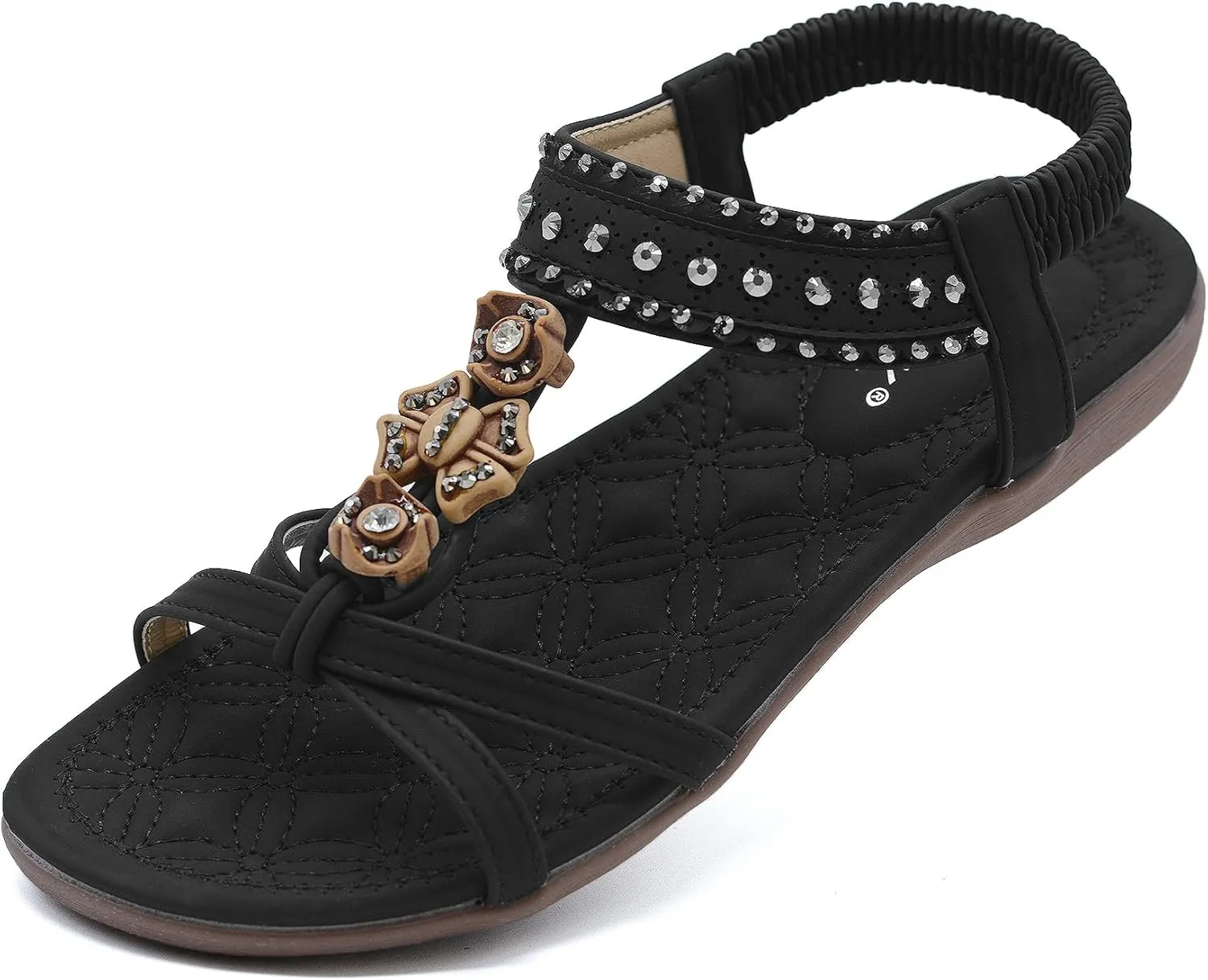 Women Sandals Comfortable Bohemian Flats Walking Strap Elastic Slip On Casual Beach Sandal Shoes for Summer