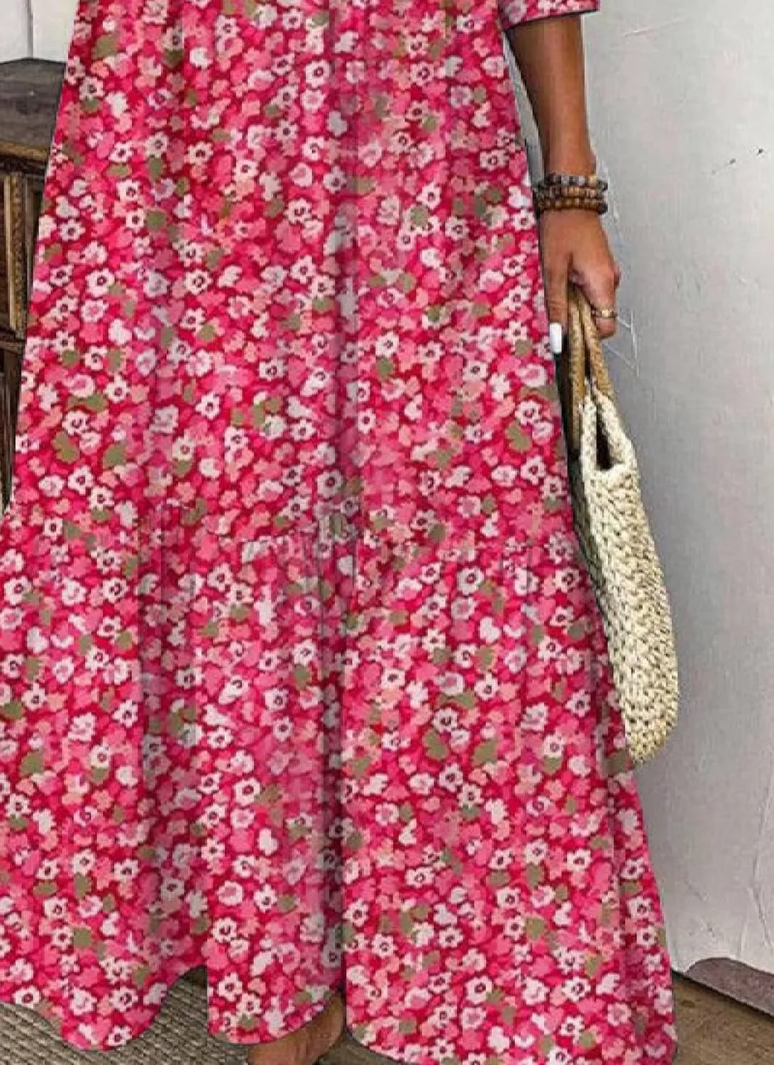 Women's Blue and White Striped Shirt Style Maxi Dress 2025 Summer Fashion Breezy Print 3/4 Sleeve Long Dress