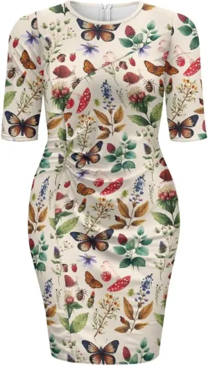 Womens Casual Midi Bodycon Dress 3/4 Sleeve Midi Dress Slim Fit Pencil Dress