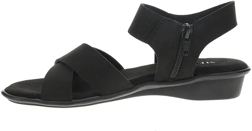 Womens Euna Comfort Ankle Strap Casual Sandals Casual Low Heel 1-2" - Black
