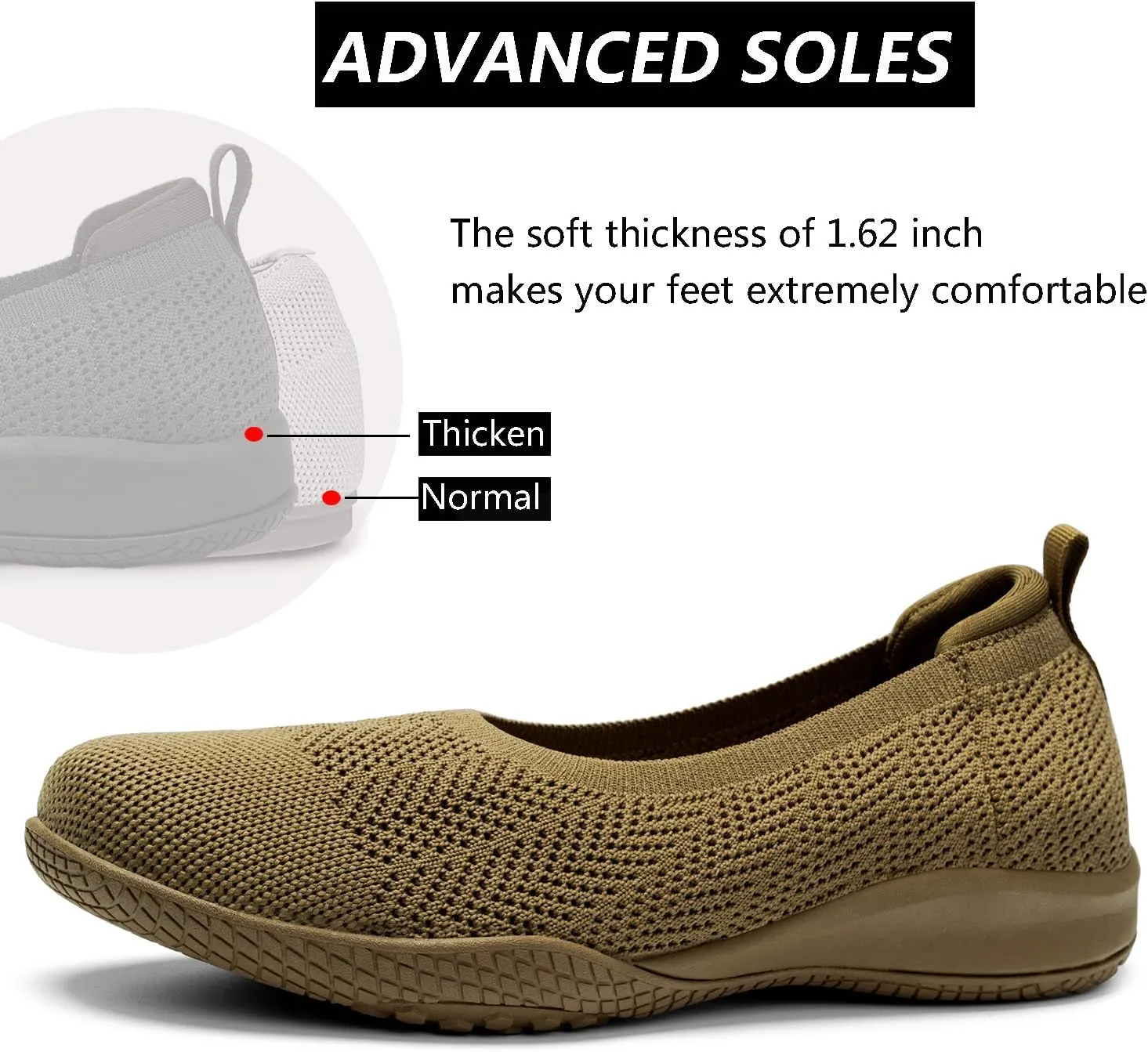 Women's Flats Slip On Go Walk Shoes for Women Comfortable Walking Sneakers Knit Low Wedge Dressy Ballet Shoes Zapatos para Mujer