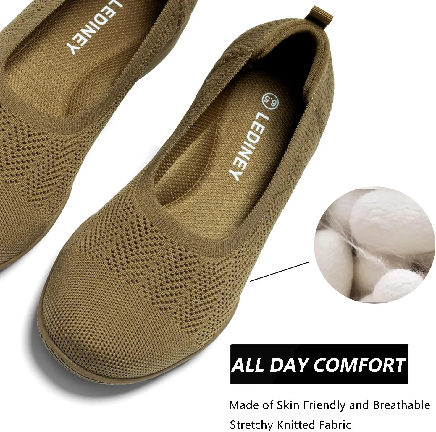 Women's Flats Slip On Go Walk Shoes for Women Comfortable Walking Sneakers Knit Low Wedge Dressy Ballet Shoes Zapatos para Mujer