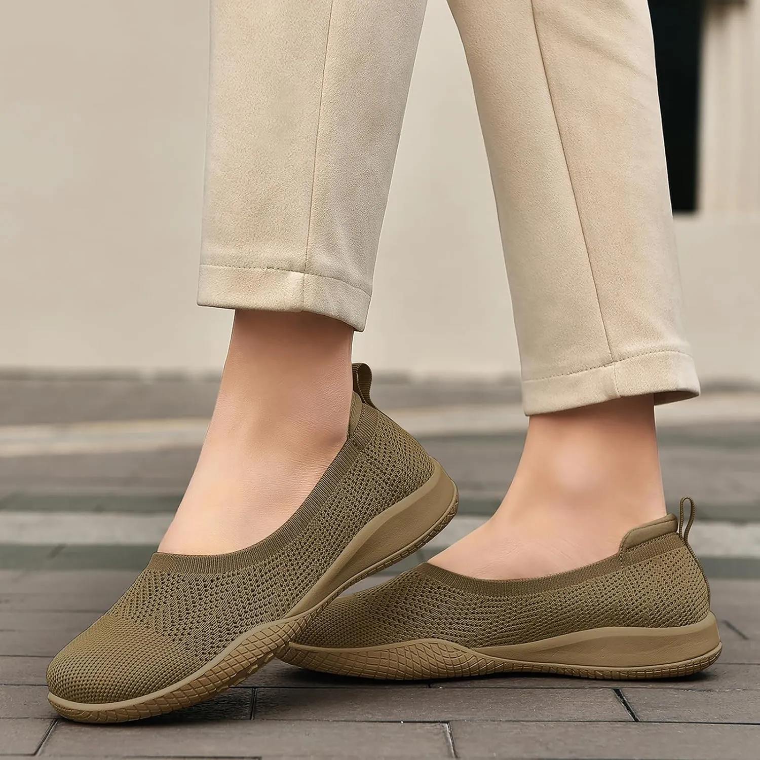 Women's Flats Slip On Go Walk Shoes for Women Comfortable Walking Sneakers Knit Low Wedge Dressy Ballet Shoes Zapatos para Mujer